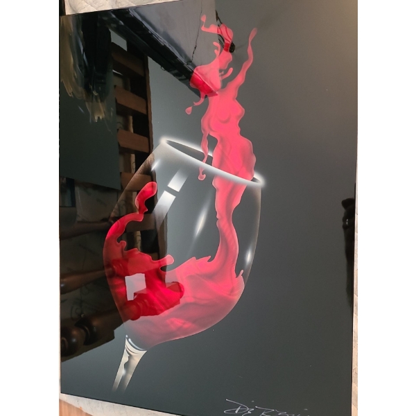 Red Reach of Wine by Chris De Rubeis Abstract Sensualism Mixed Media on Metal 17 1/2 w 24 h