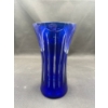 Image 1 : Cobalt Blue Cased Clear Crystal Vase Bohemian 8T