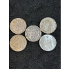 Image 1 : 5 Canadian silver 50 Cent pieces  80% pure silver 58.30g various years