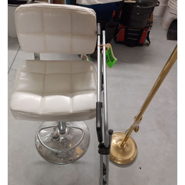 Chair/Stool, Laundry Dryer, & Tall Brass Lamp  57"tall