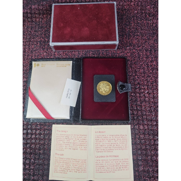 1977 Canada $100 Gold Coin Silver Jubilee
