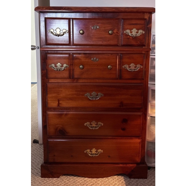 Lovely Cherry Wooden Dresser, Contents NOT Included - 30W, 18D, 47T 