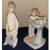 Image 1 :  LLADRO Porcelain Boy (9.5T) & Clean Up Time Girl Figurine (Girl Needs Reattaching - 4W, 4D, 8T)