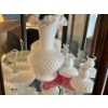 Image 1 : Vintage Milk Glass Hobnail Ruffle Top vase 10.5”with Fenton candy dish and 3 candle holders