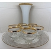 Image 1 : Entertaining Glassware - Vintage Gilded Sherbet Vessels & Platter w/ 22K Gold Embellished Vase 