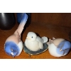 Image 2 : Glass Bird Enchore w/ Crystal Serving Tray ++ Dolphin Candle Holder
