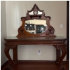 Image 1 : Art Nouveau Mahogany Table w/ Mirror - 67.5W, 26D, 77T