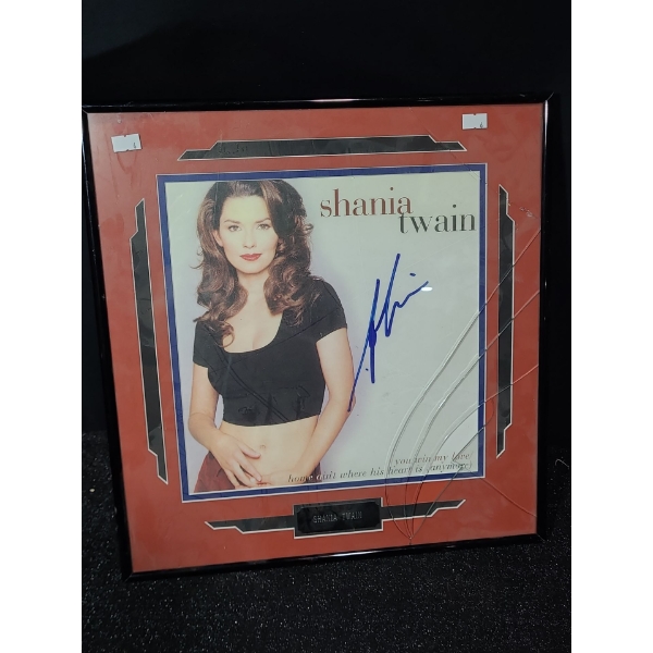 Shania Twain Autographed Singles Release, 15.5 x 16.5 Framed Under Glass 