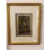 Antique Asian Art Woman By River With Deer 9.5 x 12T