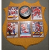 Image 1 : Display of Detroit Red Wings Hockey Memorabilia w/A Puck & Trading Cards