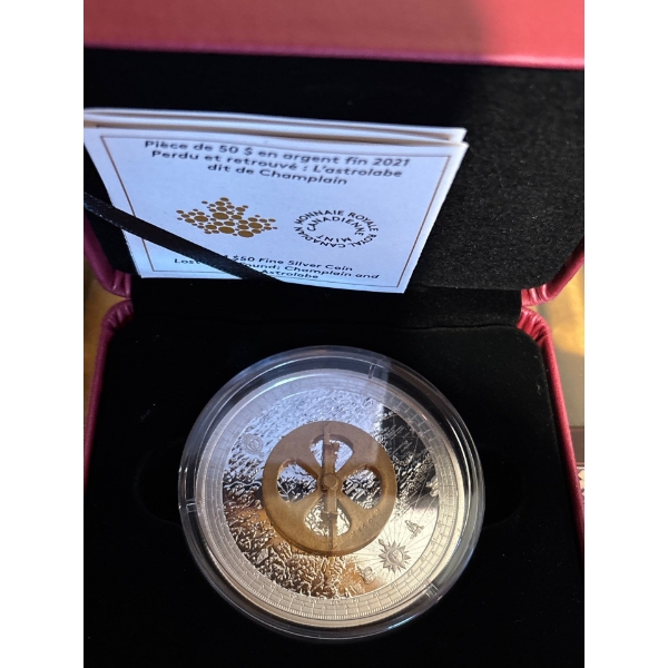 2021 $50 Lost Then Found: Champlain and the Astrolabe - Pure Silver Coin