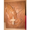 Image 2 : Religious Reads w/ 3D Carved Praying Hand Plaque & Unique Bone Cross Necklace 
