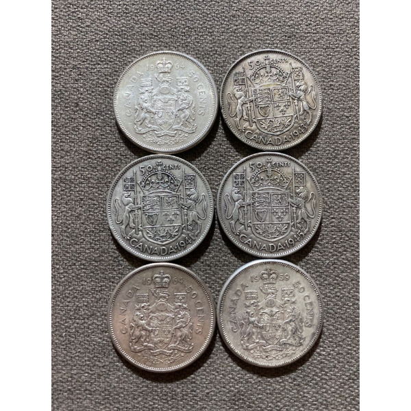 Canadian 50-cent Pieces 11.66 g Silver (.800)