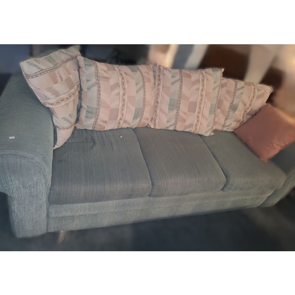 Three Seat Sofa w/ Extra Cushions 99 W, 38 D, 27 T 