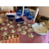 Image 8 : large collection of dining room items, including red French crystal wine, glasses, Mac Miller, candl