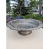 Image 7 : White Painted Side Table with Silver-Coloured Bowl and Blue Hand Mirror
