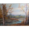 Image 2 : Painting of Autumn Woods- Artist Lyon, 28 X 22 Paint on Canvas Board Framed 