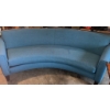 Image 4 : Curved Blue Upholstered Sofa with Tapered Wooden Legs