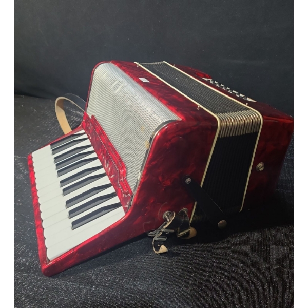 Junior Size Red Accordion- Made in Germany, w/ Case 