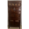 Image 1 : 1900s Chinese Red & Black Lacquered 4 Trunk Drop Front Curio Cabinet 30x20x68