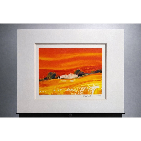 Emile Bellet titled incandescence 108/450 beautiful piece with vibrant orange colors 