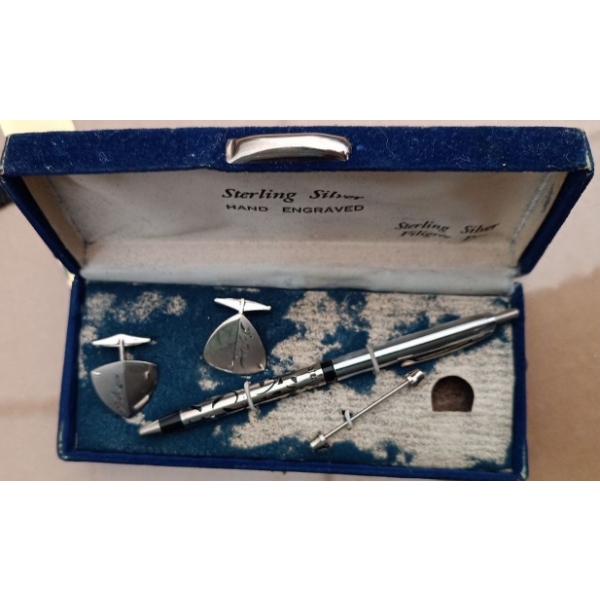 Lovely Sterling Silver Filigree Pen w/ Silver Cuff Links & More! 
