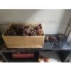 Image 3 : Metal Utility Shelf w/ Contents 36x12x45 & Antique Oak Bar Kart (in Storage Space on P1)