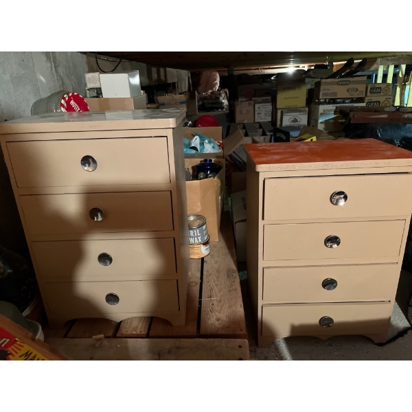 2 vintage night stands assorted vintage needlework craft magazines