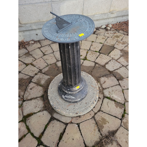 One Of A Kind Antique Sun Dial on Stone Effect Pillar 10W