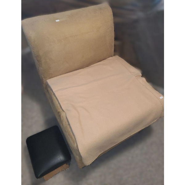 Microfibre Chair w/ Storage 24 W, 28 D, 32 T and Foot Stool 11 W, 9 D, 8 T 
