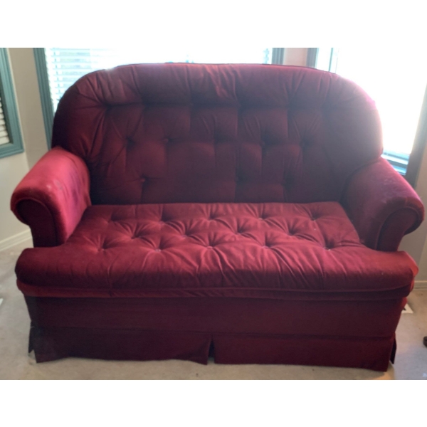 Merlot Crushed Velvet Tufted Love Seat 54x34x31