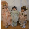 Image 1 : Porcelain Dolls: Lorraine Collection 'Melanie', Flower Girl, Chiffon Girl. Tallest is 18T