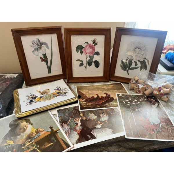 Collection of four readers digest collection, framed botanical art prints featuring floral illustrat