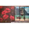 Image 1 : Poppy Print 16 w 20 h, Polynesian 3 Panel Pictures on Boards 6 w 18 h