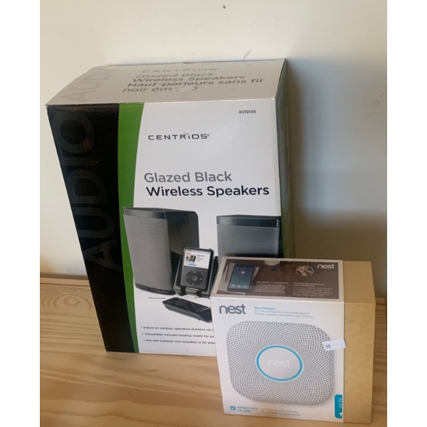 Google Nest Protect Smoke & Carbon Monoxide Alarm Item S3003LWEF Plus Centrios Wireless Speakers 