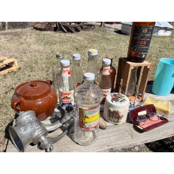 Vintage ketchup, bottles, Hudson Bay, Scotch whiskey, bottles, milk, bottles, Kirkland & MORE