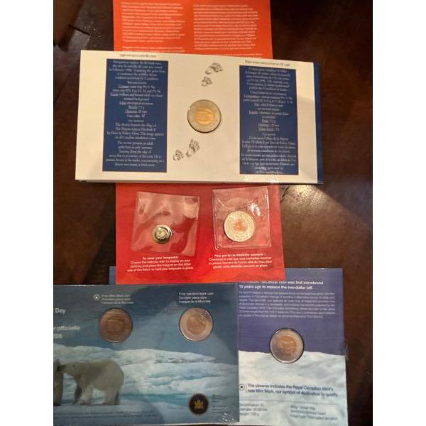 Collection Of Royal Canadian Mint Polar Bear $2 coins all sealed In Original packaging 