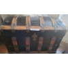 Image 1 : Vintage Steamer Trunk w Painted Black Finish & Beautifully Lined Interior 30 w 17 d 21 h