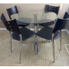 Image 1 : Trendy Glass Top Kitchen Table & Black Backed Chairs  34" diameter