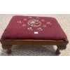 Image 1 : Vintage Needlepoint Foot Stool = Floral Embroidery 16L