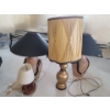 Image 1 : Vintage Gold Lamp  14 dia, 36 h, Matching Pair of Carmel/Black Lamps & Wood Side Table Lamp