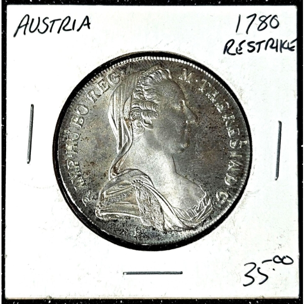 1780 Austria Maria Theresa thaler - Re-Strike - 0.833 Silver Bullion Coin - #1 (Paper Packaging)