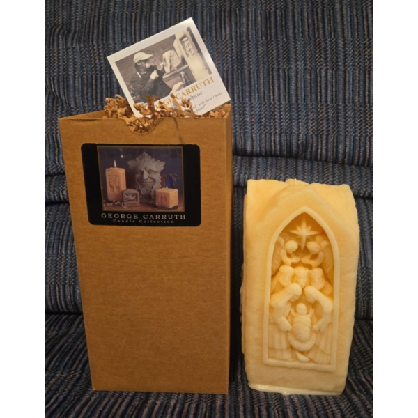 Carruth Studio Solid Carved Candle w/ Nativity Scene - 8T