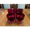 Image 3 : Vintage Ruby Red Cordial Stemware Collection By Luminarc w/ Silver Serving Tray