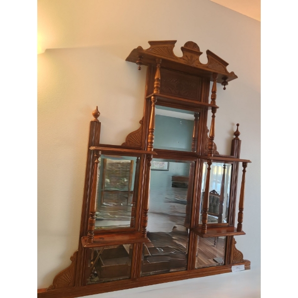 Eastlake Bevelled Mirror and Wood Shelf 48 w 5 d 48 h