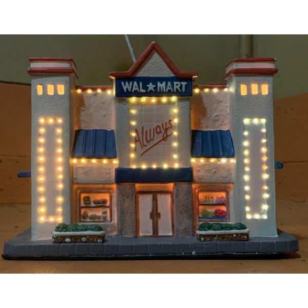 Illuminating Holiday Homes: Nexxtec Walmart and Lemax Playhouse (Awning is Unglued) 
