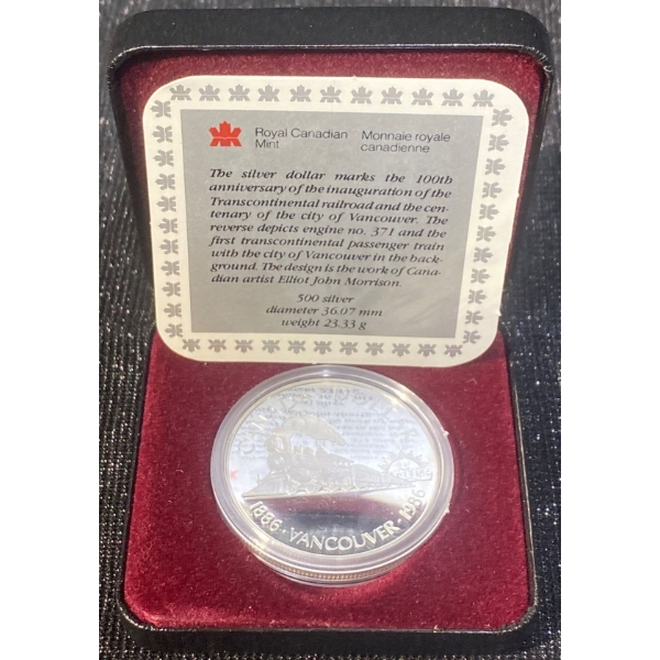 1986 100th Anniversary of the Founding of Vancouver 50% Silver 23.33 Grams