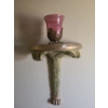 Plaster Wall Sconce 16 W, 20 T w/ Decorative Pink Glass Vase