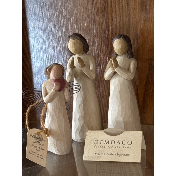Willow Tree ''Sisters by Heart' & Angel of the Heart' Figurines (3) - Tallest is 5T