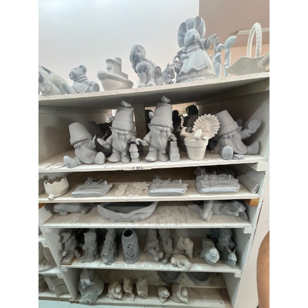  ceramic greenware all contents on shelf